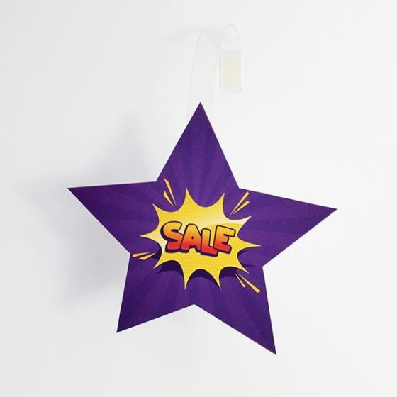 shelf wobbler printing uk purple star shape wobbler sale promotion